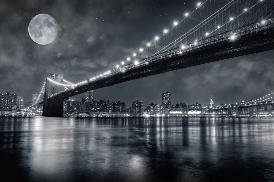 Картина на холсте Бруклинский мост черно белый, арт hd0412601