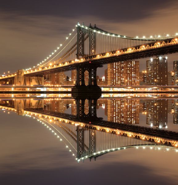 Картина на холсте Отражение Манхеттенского моста, арт hd0470201