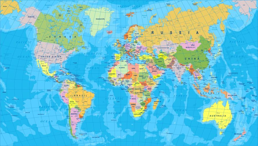 Картина на холсте карта мира, арт hd1370201