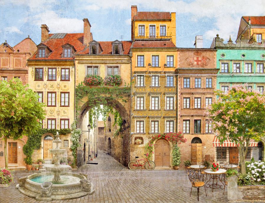 Картина на холсте улица в Европе, арт hd0896001