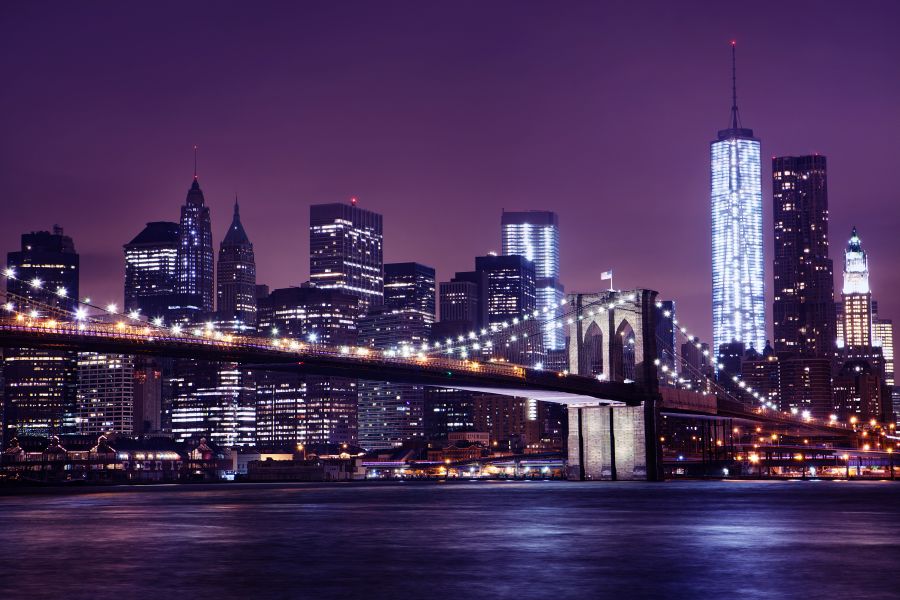 Картина на холсте Манхеттен в фиолетовых тонах, арт hd1312401