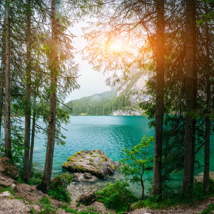 Картина на холсте утро на горном озере, арт hd1333601
