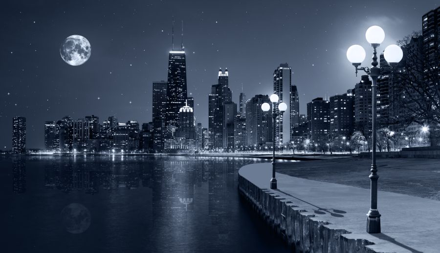 Картина на холсте Ночная набережная Манхеттена, арт hd1856901