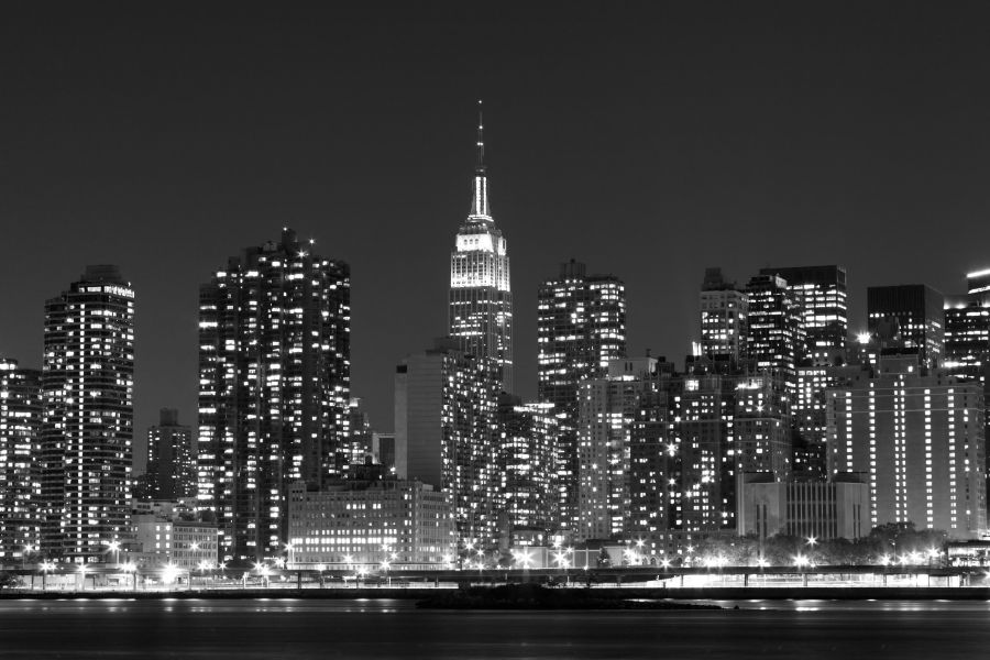 Картина на холсте Нью Йорк ночной черно белый, арт hd0031101