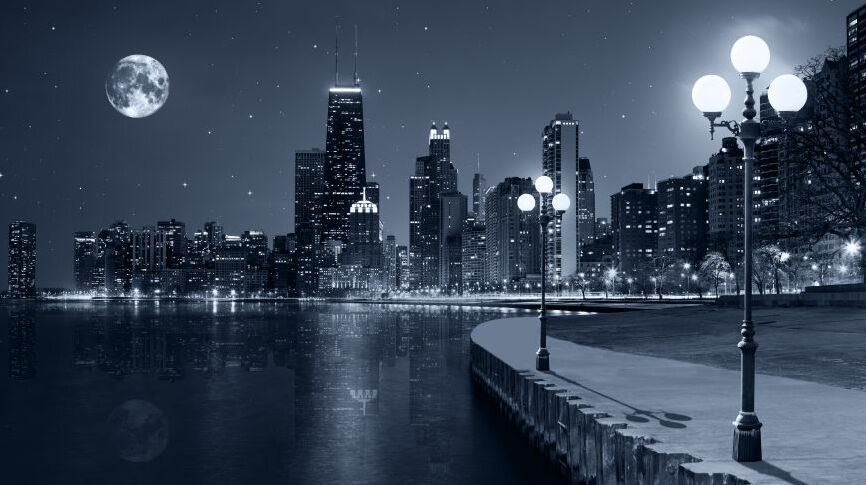 Картина на холсте Ночная набережная Манхеттена, арт hd1856901