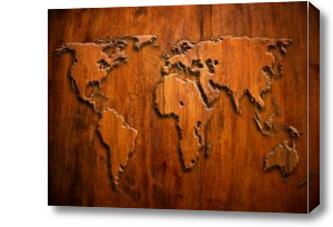 Картина Объемная карта мира из дерева