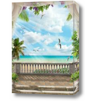 Картина Балкон с видом на море чайки