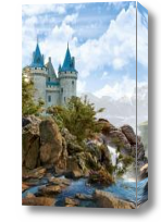 Картина замок у водопада