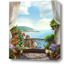 Картина балкон с видом на море