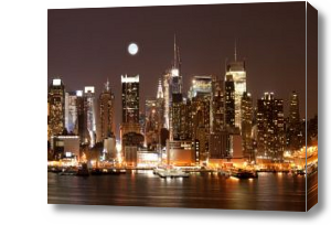 Картина Луна над причалами Нью-Йорка