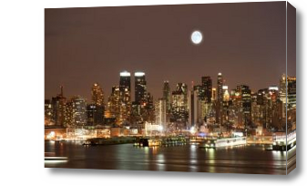 Картина Причалы Нью-Йорка под полной луной