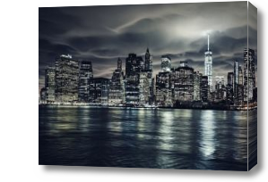 Картина Грозовые тучи над ночным Нью-Йорком