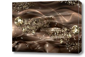 Картина 3D Золотые кристаллы на коричневом фоне